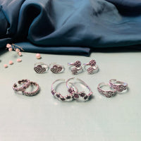 Thumbnail for Attractive Silver Oxidised Pack of 5 Pairs Toe Rings Combo - Abdesignsjewellery