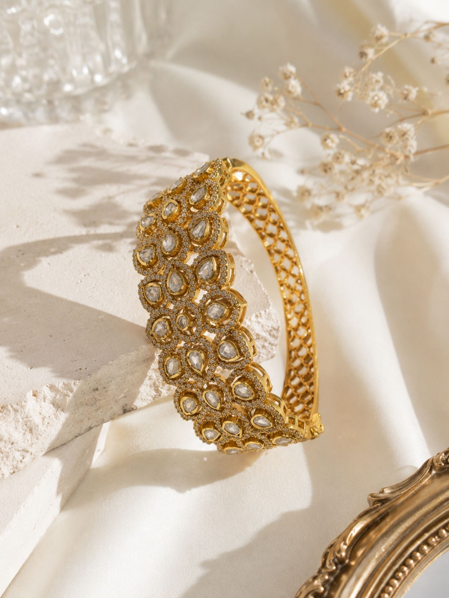 Royal Polki Kundan Teardrop Statement Bracelet | Abdesigns