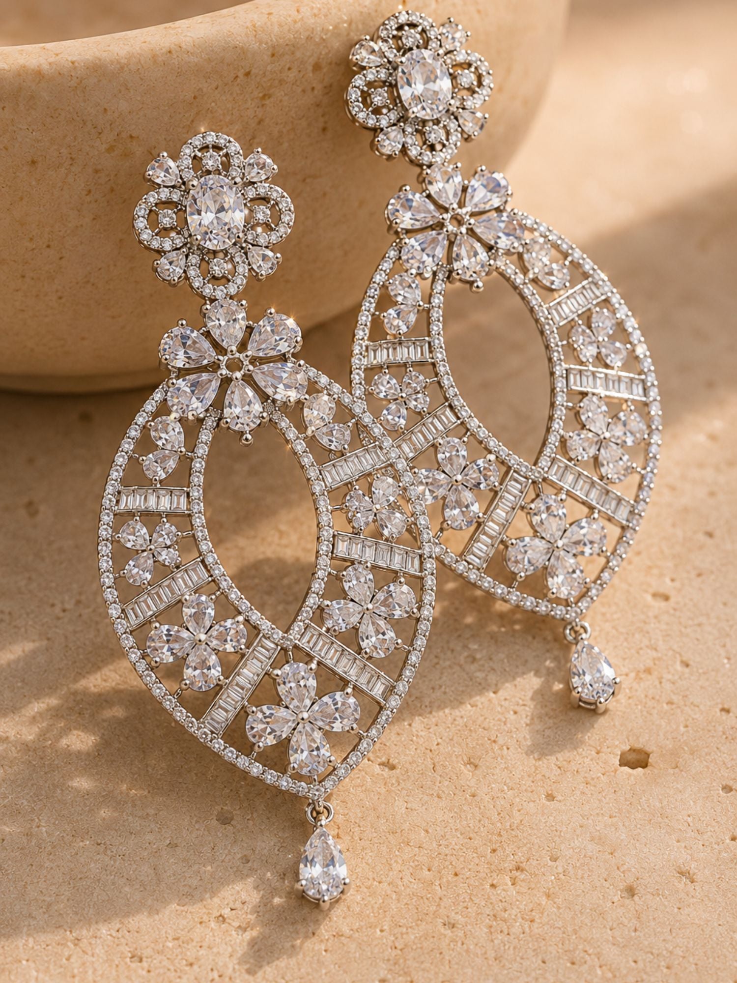 Crystal Floral Statement Earrings | Abdesigns