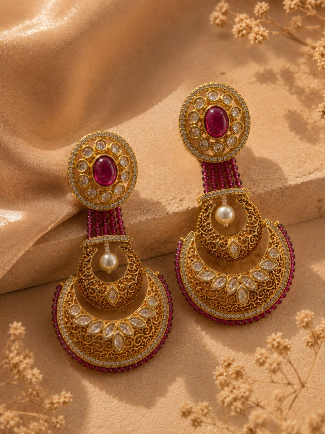 Chandbali Earrings in Gold Finish – Festive Wear | Abdesigns Jewellery