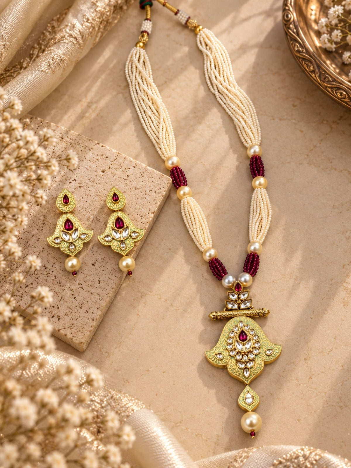 Vintage Inspired Kundan Necklace Set