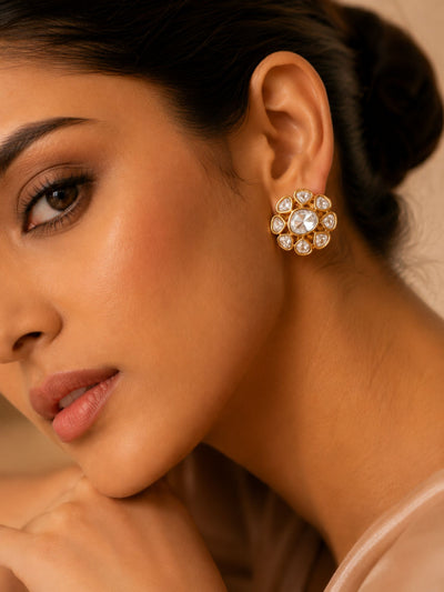 Abdesigns Gold Plated Polki Studs Earring