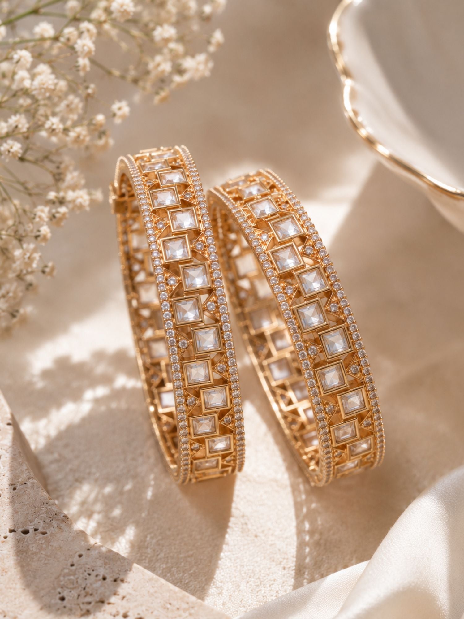 Abdesigns Gold Plated Polki Diamond Bangles