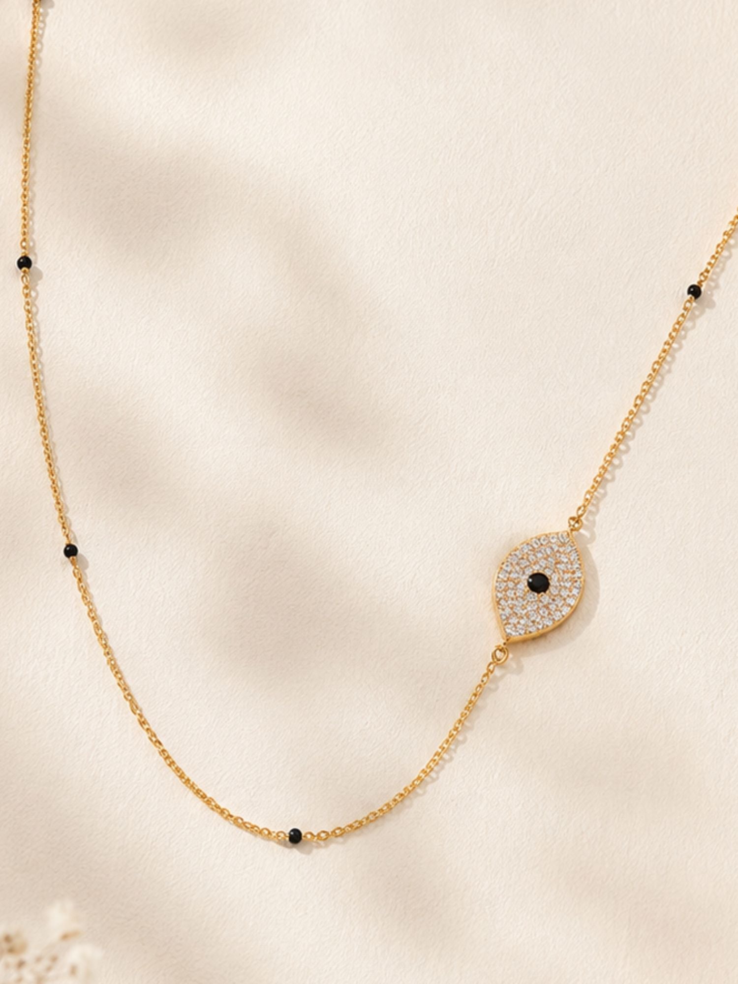 Silver Plated Evil Eye Mangalsutra for Women with Black Beads