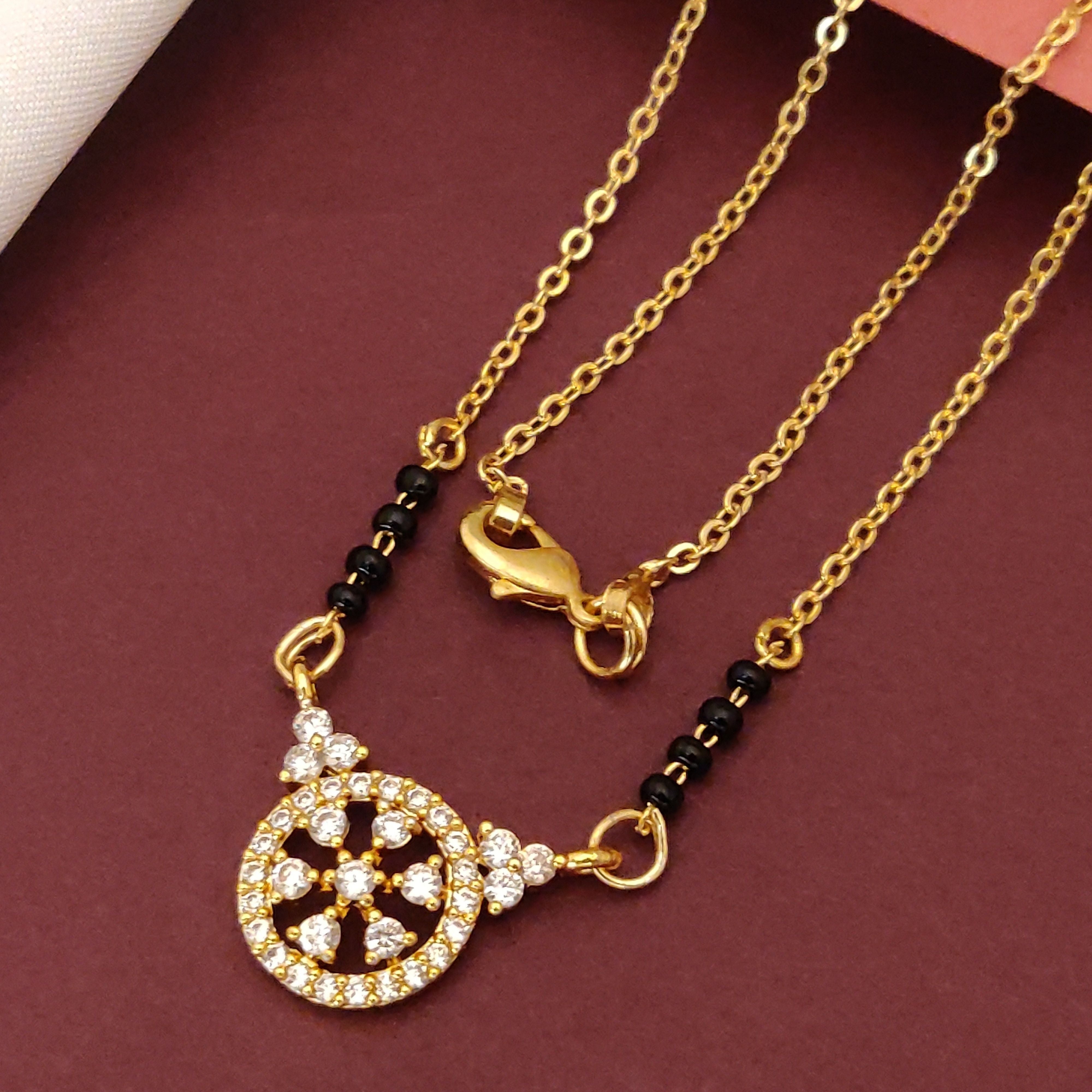 Abdesigns Gold Plated Black Beads Mangalsutra