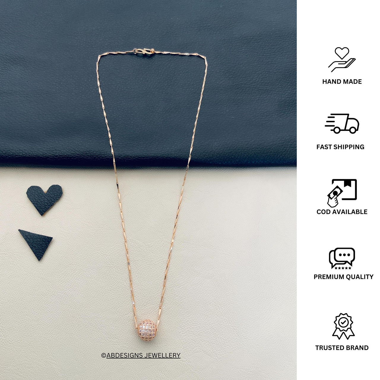Dailywear Rose Gold Ball Necklace - Abdesignsjewellery