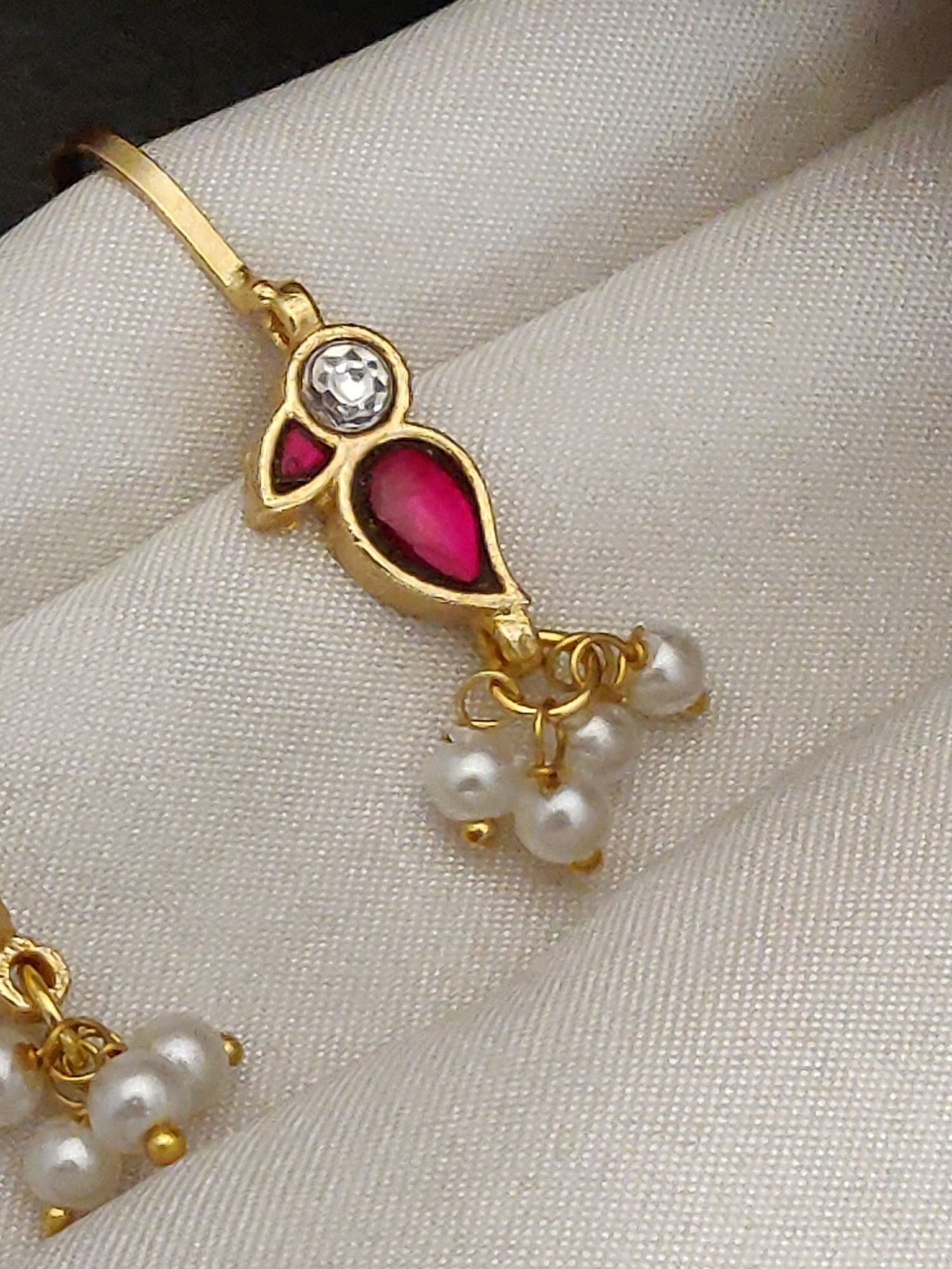 Abdesigns Gold Plated Kempstone Studed Bugadi Earring