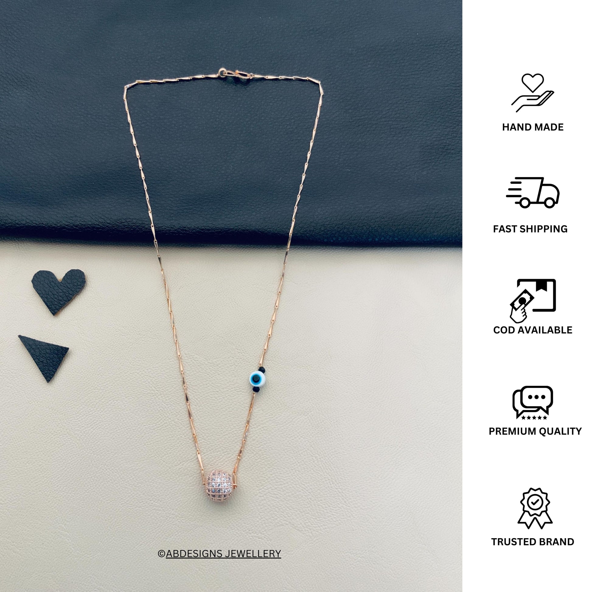 Dailywear Round EvilEye RoseGold Pendant Chain - Abdesignsjewellery