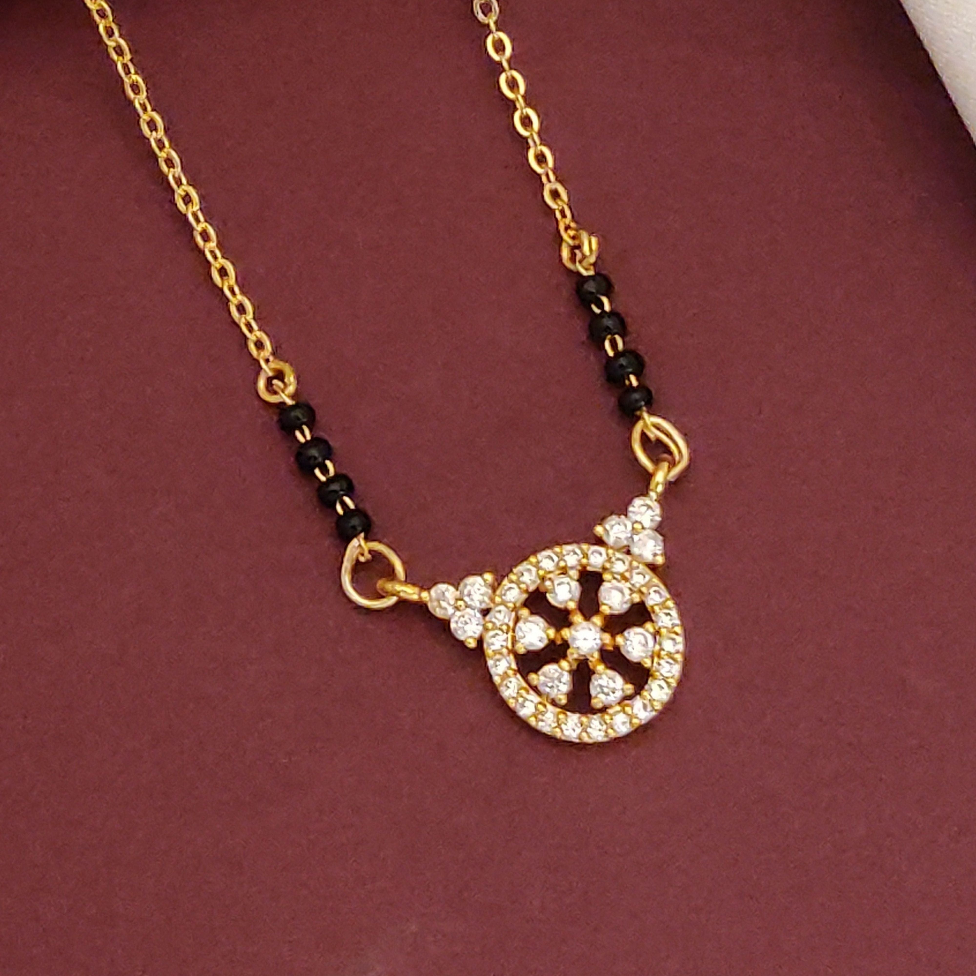 Abdesigns Gold Plated Black Beads Mangalsutra