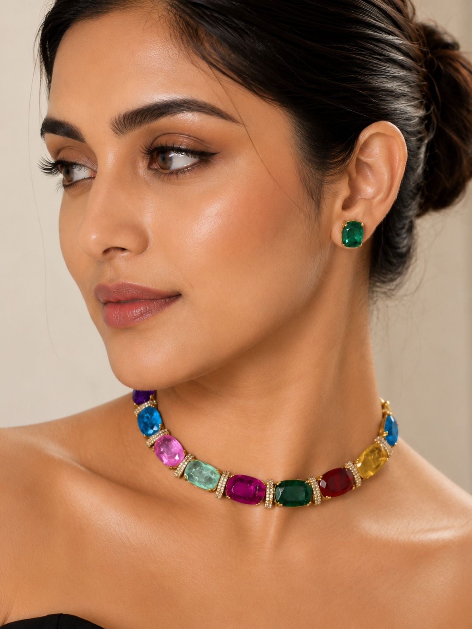 Unique Crystal Choker Necklace Set | Abdesigns