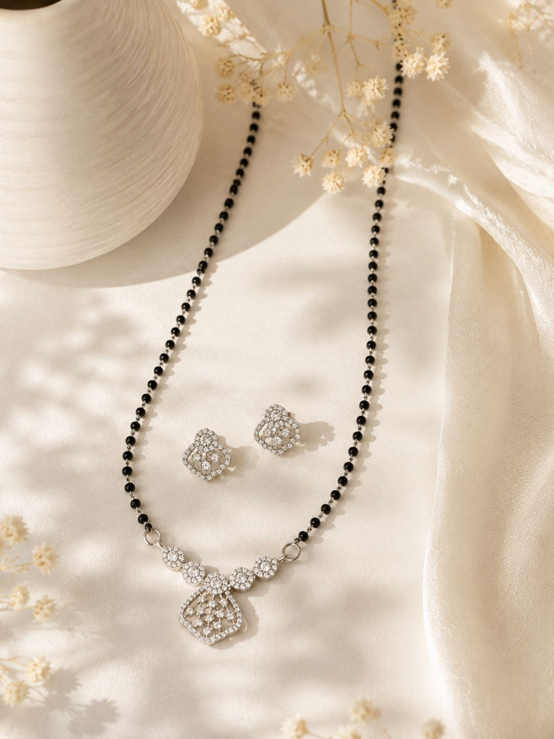 American Diamond Mangalsutra in Silver Plating | Abdesigns