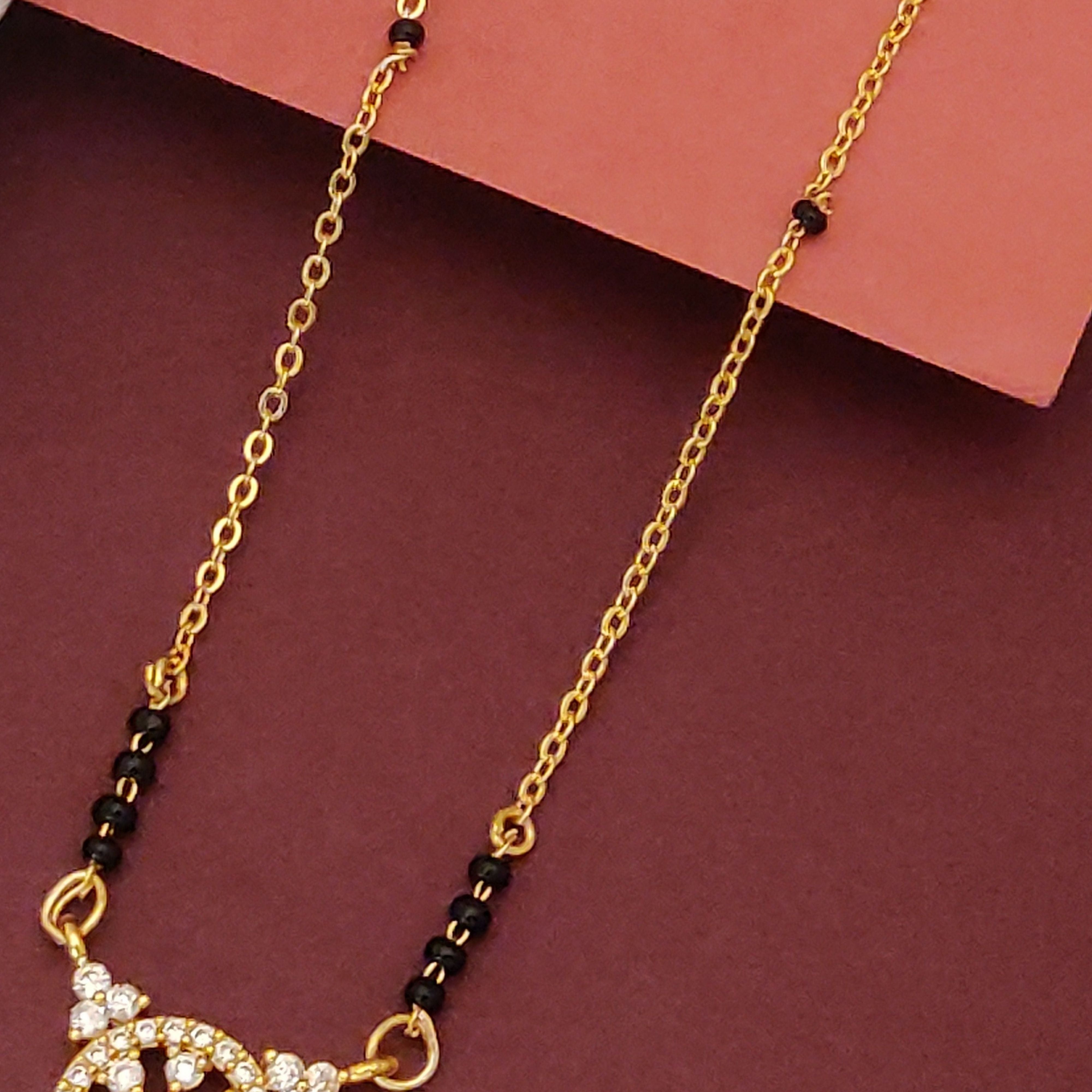 Abdesigns Gold Plated Black Beads Mangalsutra