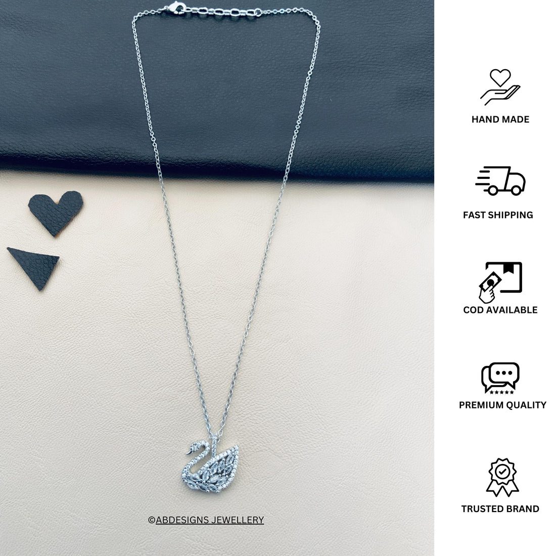 White Swan Duck Lake Silver Pendant Chain