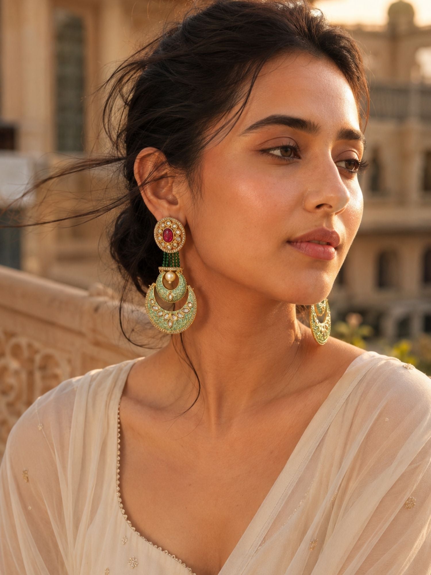 Chandbali Earrings in Gold Finish – Festive Wear | Abdesigns Jewellery