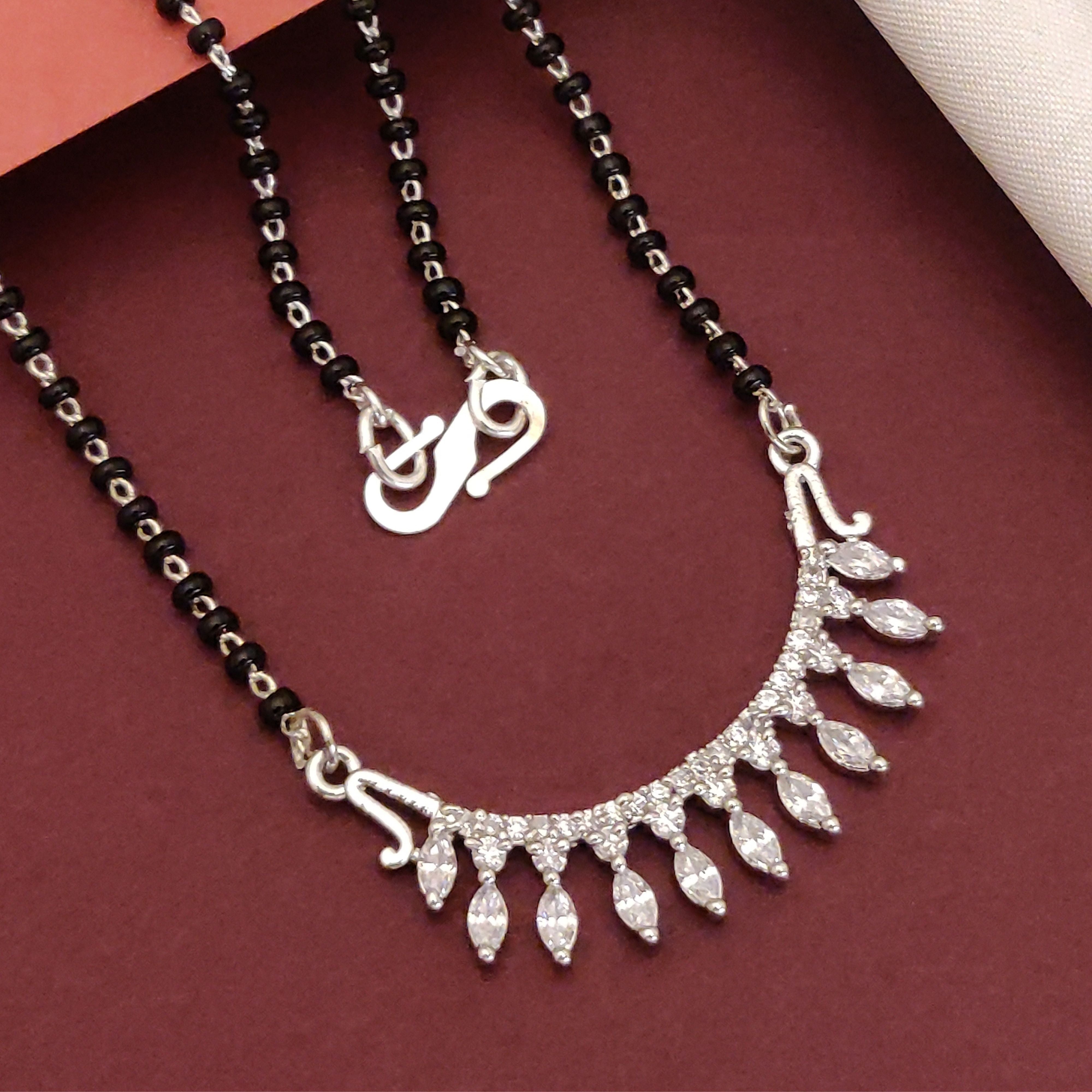 Abdesigns Silver Diamond Flower Women Mangalsutra