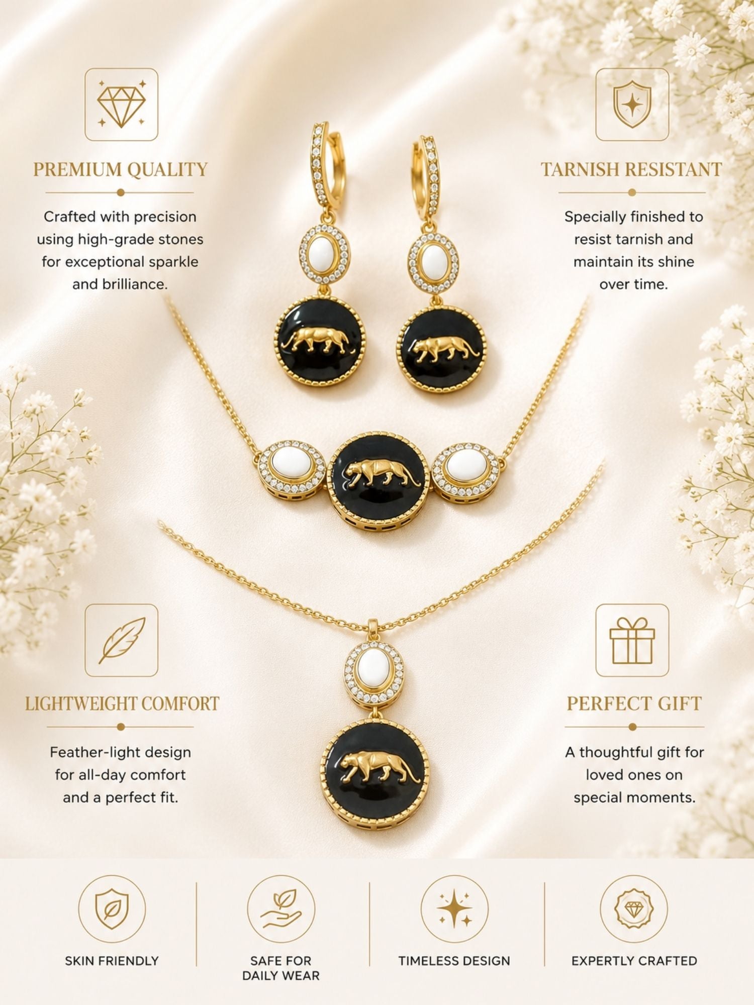 Statement Panther Pendant Necklace in Gold Plating | Abdesigns