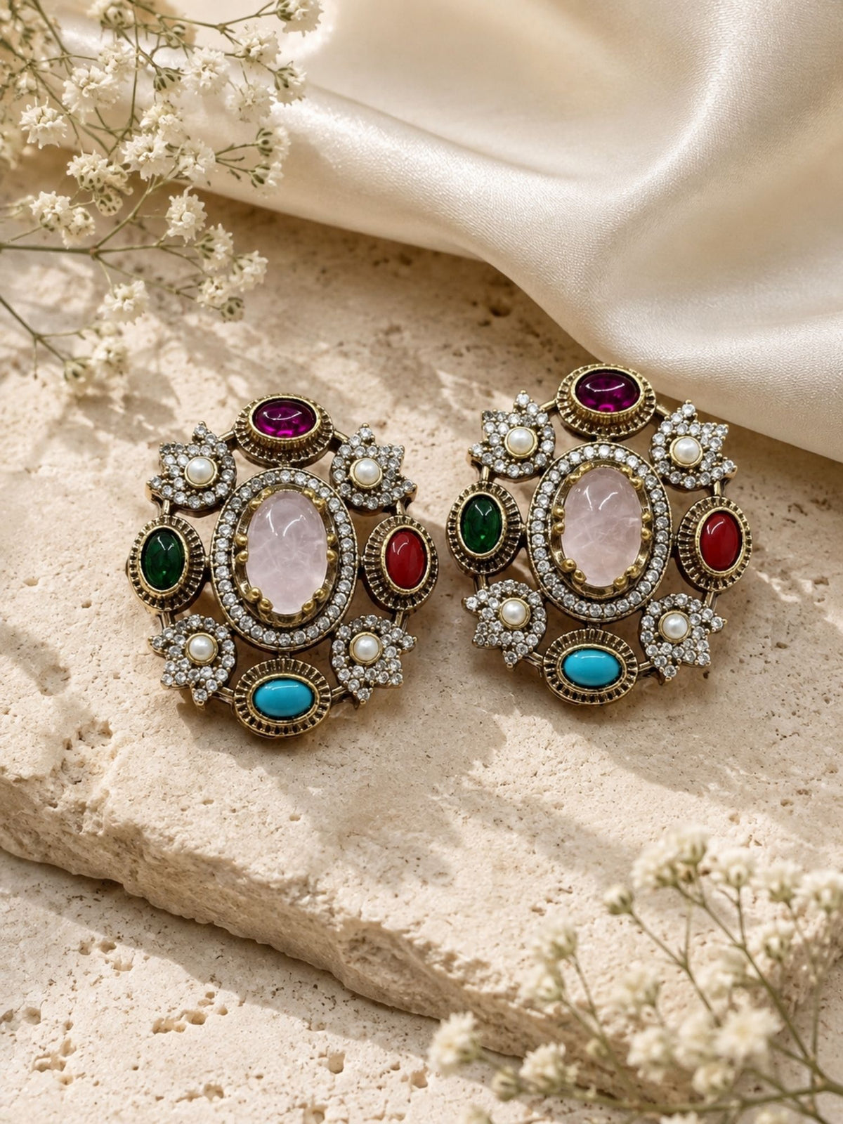 Victorian Choker Set Multicolor Gold Plated Combo | Abdesigns Jewellery