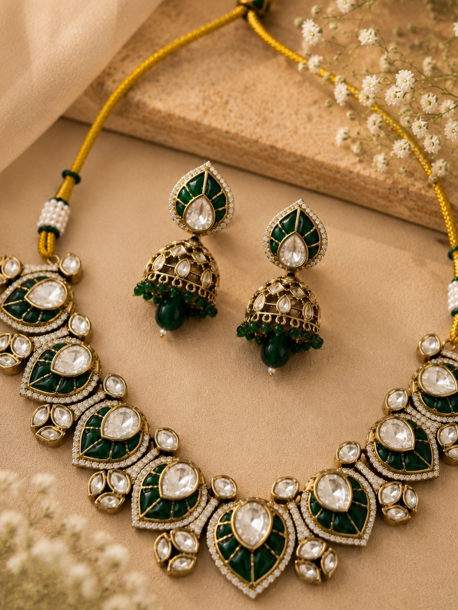 Traditional Kundan Jhumka Necklace Set