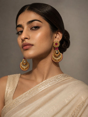Chandbali Earrings in Gold Finish – Festive Wear | Abdesigns Jewellery