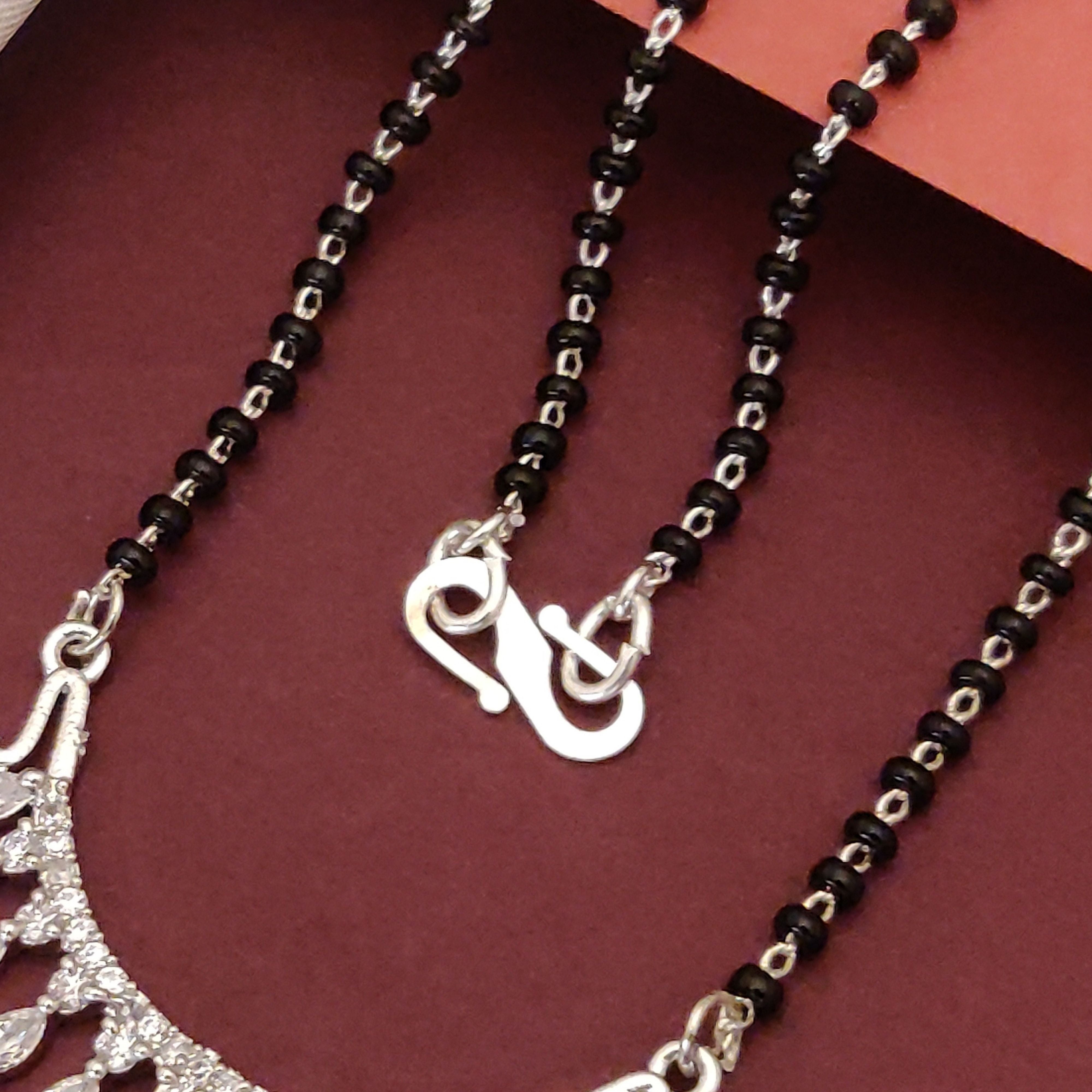 Abdesigns Silver Diamond Flower Women Mangalsutra