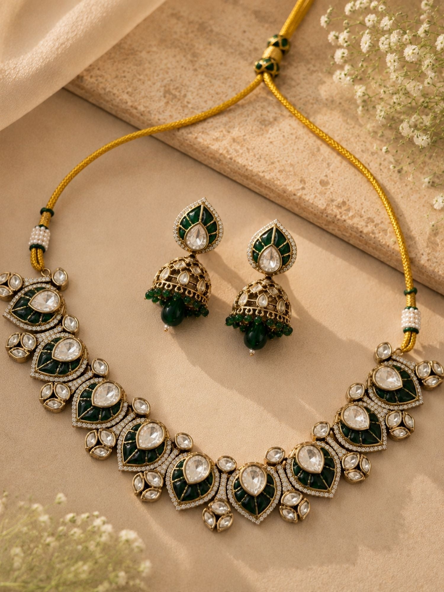 Traditional Kundan Jhumka Necklace Set