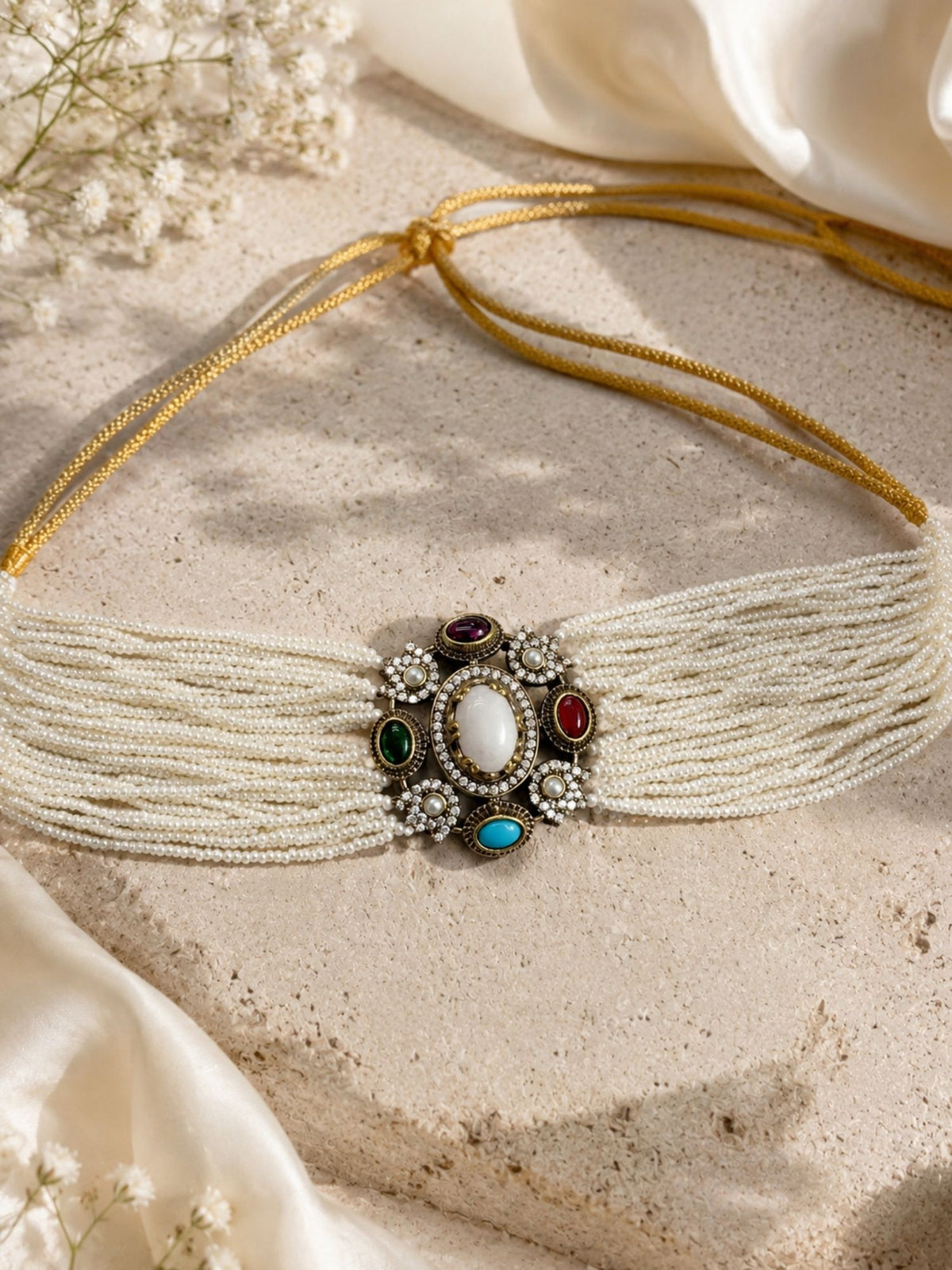 Victorian Choker Set Multicolor Gold Plated Combo | Abdesigns Jewellery