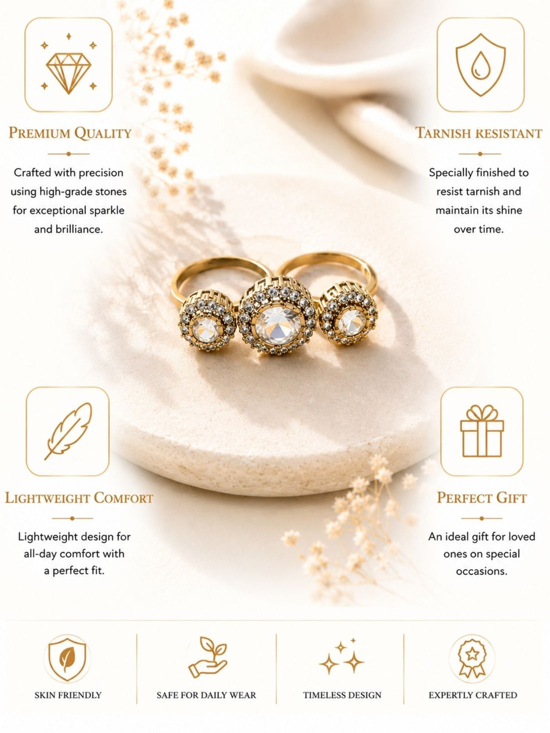 Oxidsed Gold Victorian Party Polki Diamond Ring | Abdesigns