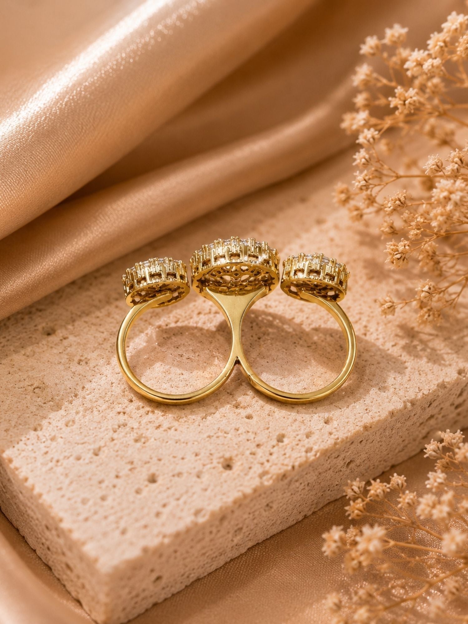Oxidsed Gold Victorian Party Polki Diamond Ring | Abdesigns