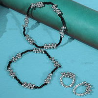 Thumbnail for Astonishing Silver Plated Ghungroo Anklet Toe Rings Combo - Abdesignsjewellery