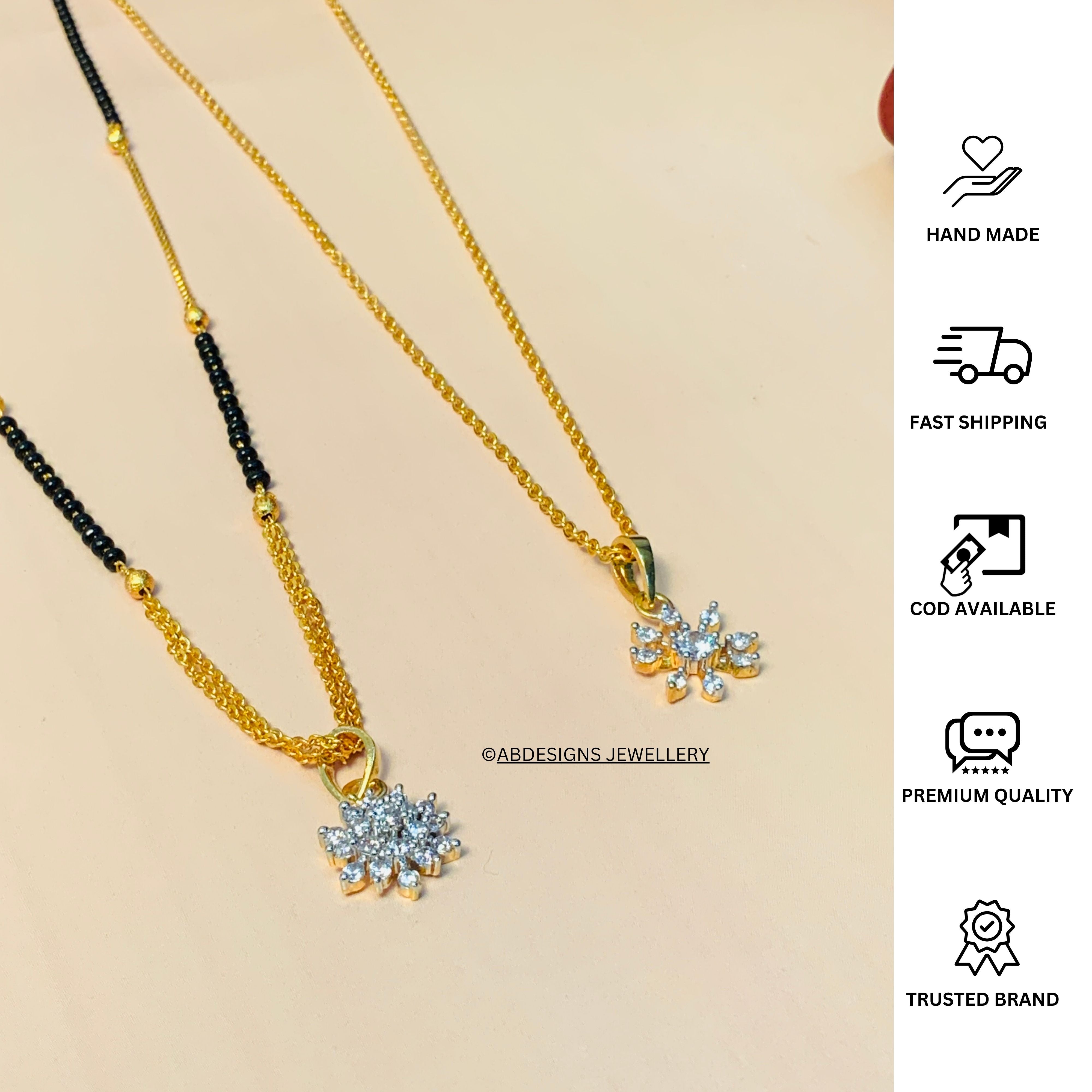 High Quality Gold Plated American Diamond Mangalsutra & Pendant Chain Combo