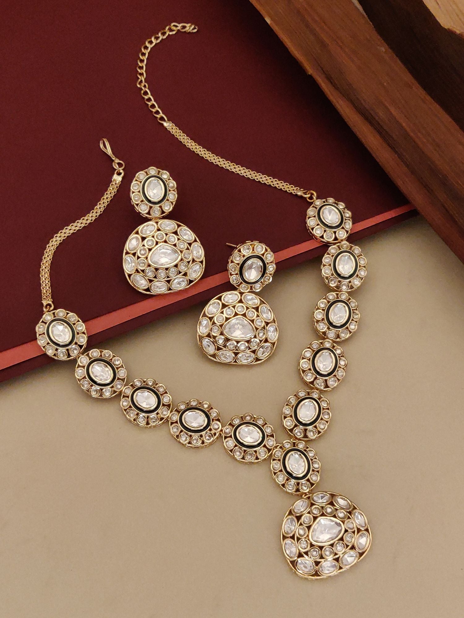 Kundan Polki Necklace Set with Earrings