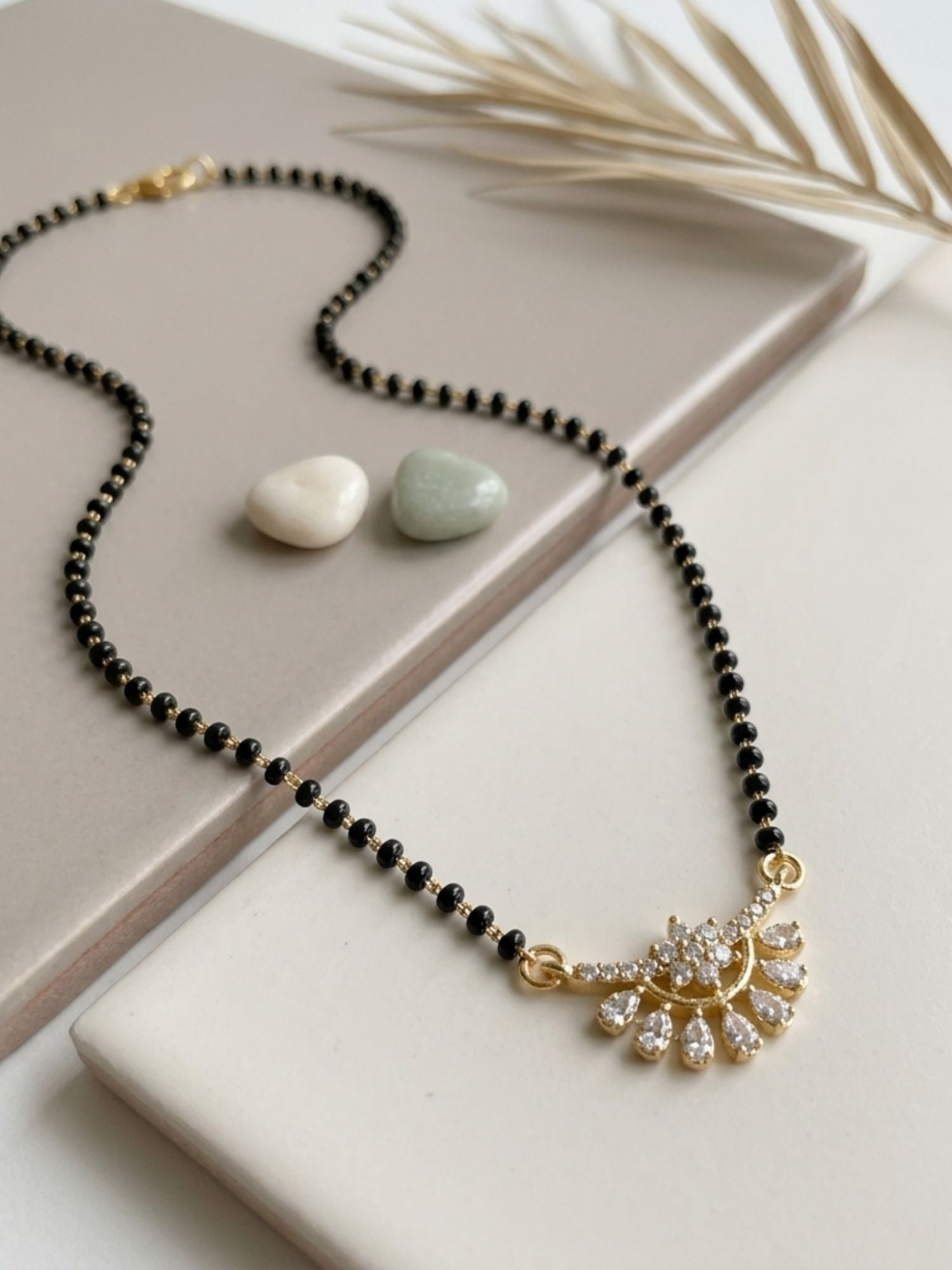 Black Beads Mangalsutra in Gold Plating – Daily Wear | Abdesigns