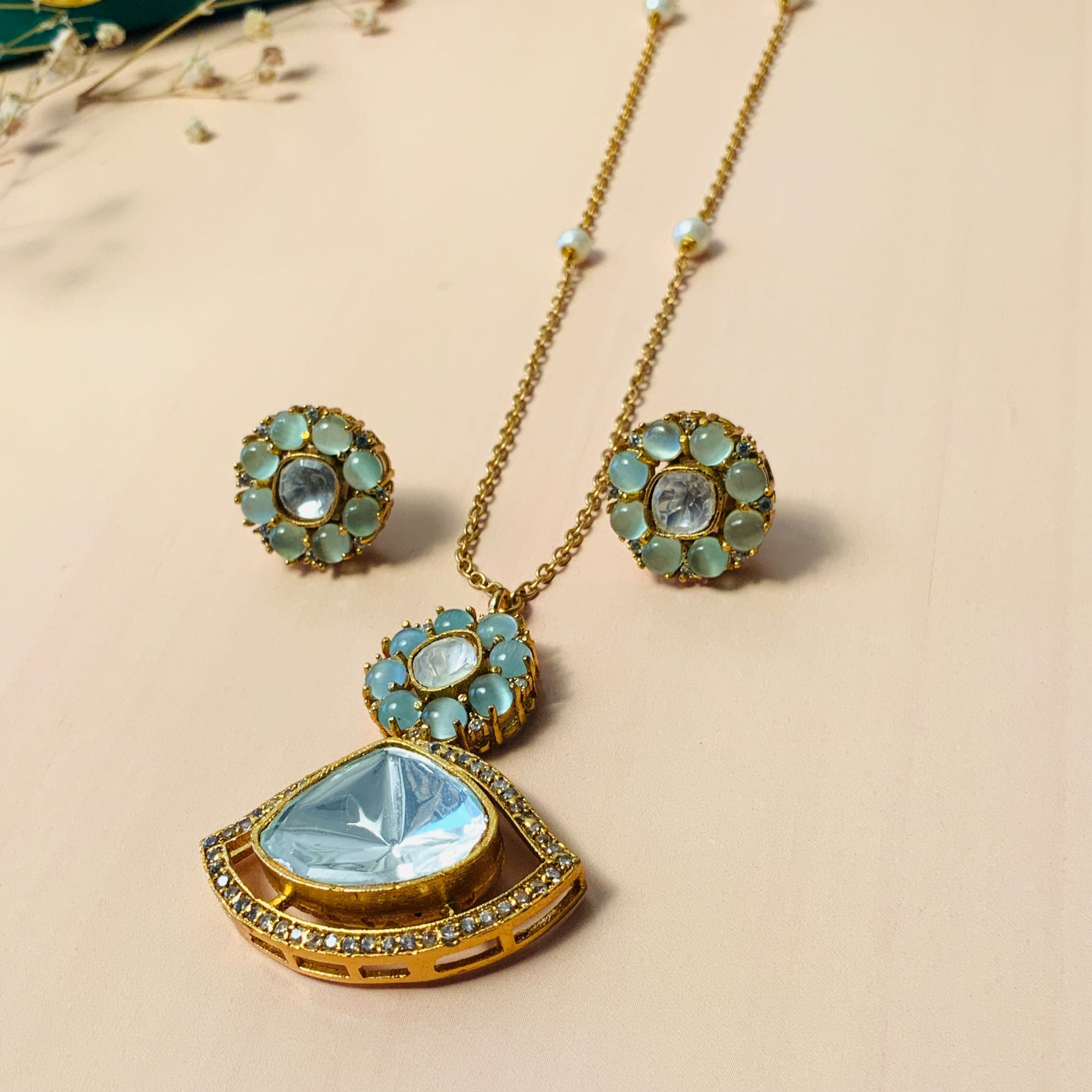 High-Quality Contemporary Polki Necklace - pendant by Abdesigns Jewellery