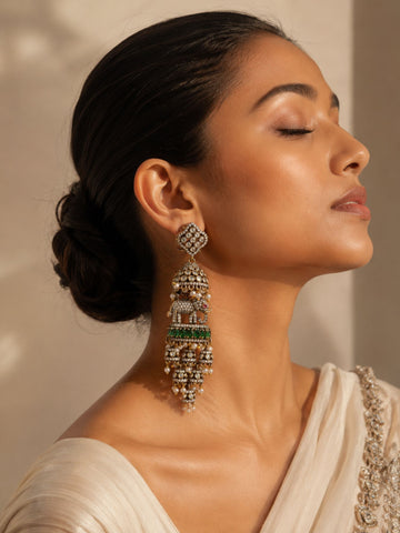 Elephant Pearl Green Jhumka Earrings | Abdesigns
