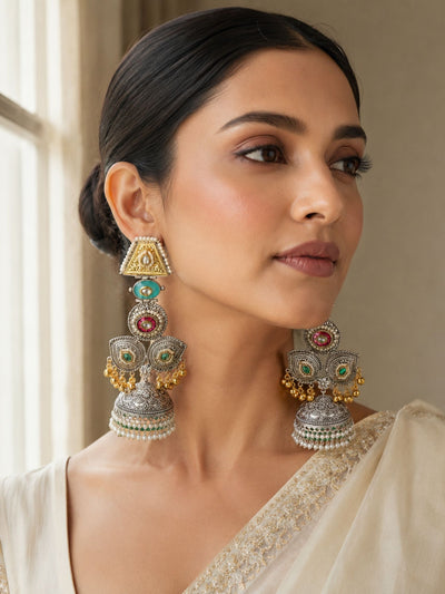 Abdesignsjewellery Exotic Long DualTone Gungru Jhumka Earrings