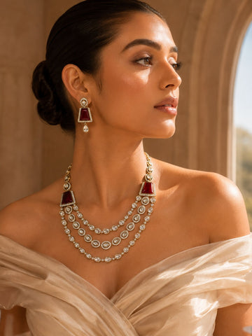 Ruby Kundan Layered Necklace Set | Abdesigns