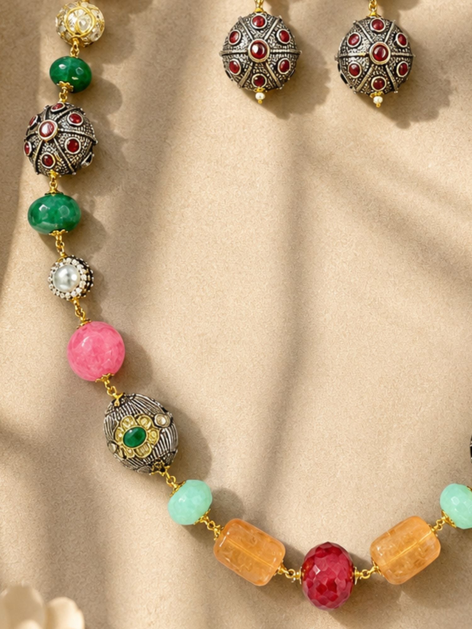 Multicolor Beaded Mala Necklace Set | Abdesigns