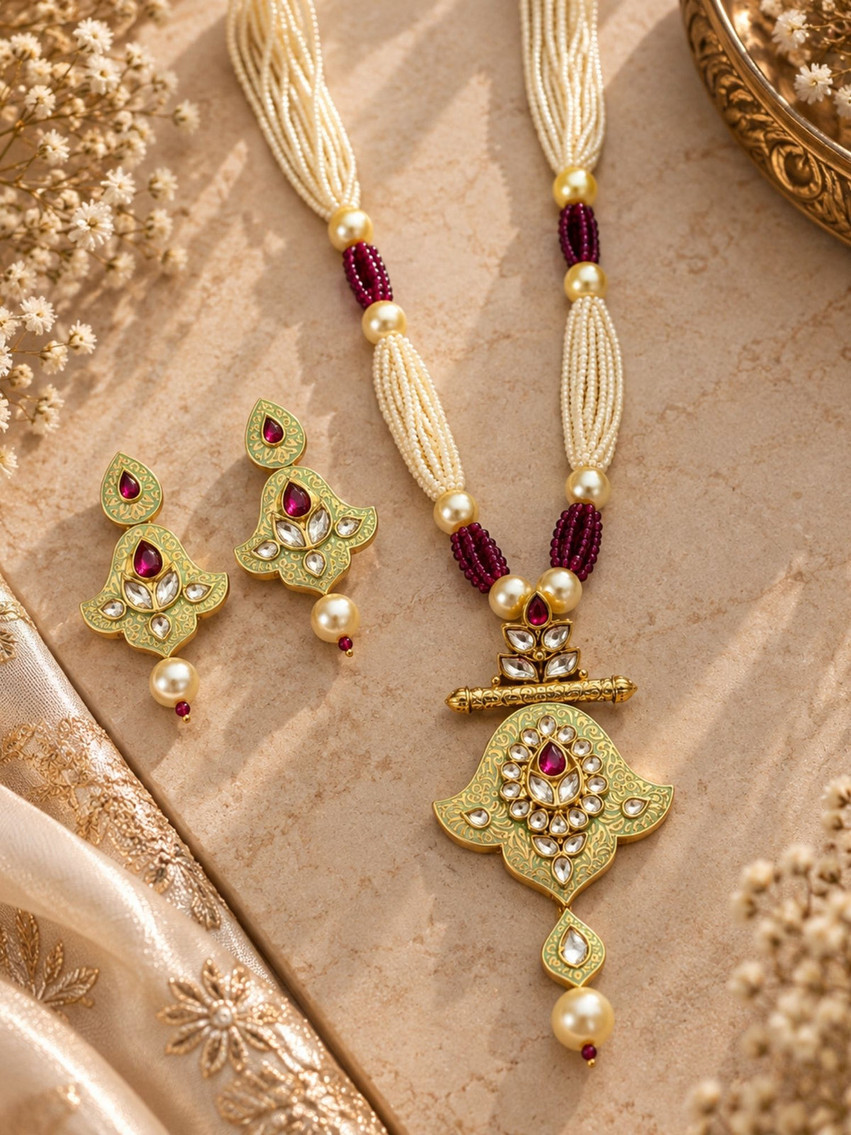 Vintage Inspired Kundan Necklace Set