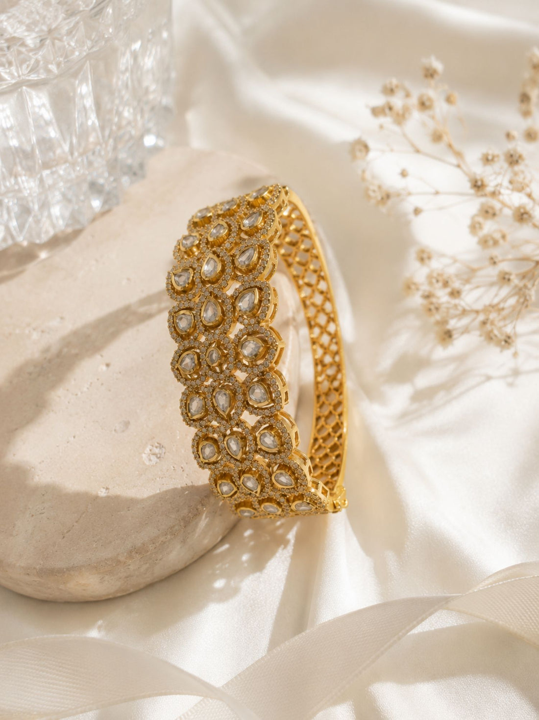 Royal Polki Kundan Teardrop Statement Bracelet | Abdesigns