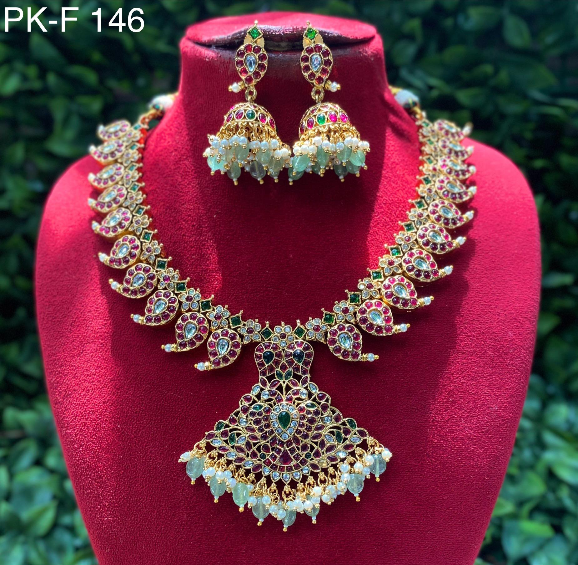 Abdesigns Gold Plated KempStone Necklace Set