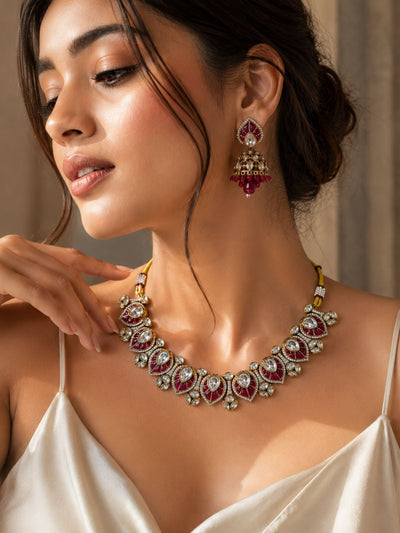 Traditional Kundan Jhumka Necklace Set