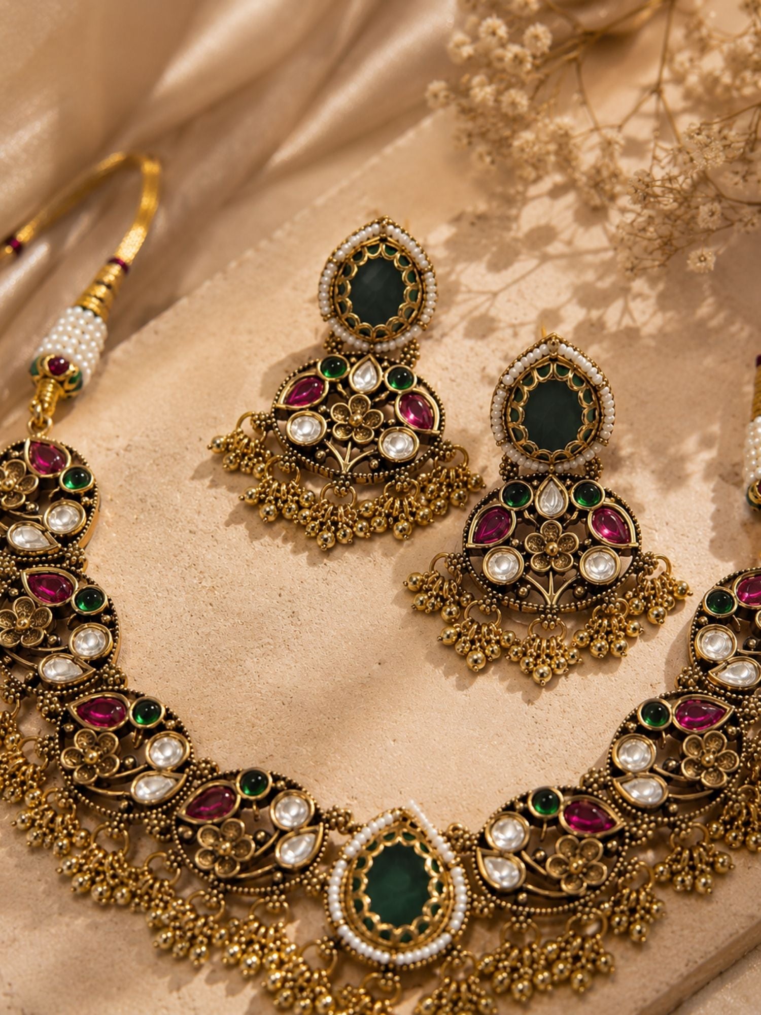 Kundan Choker Necklace Set in Gold Plating – Wedding | Abdesigns