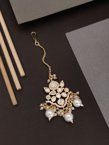 Abdesigns Gold Plated Kundan Maangtikka