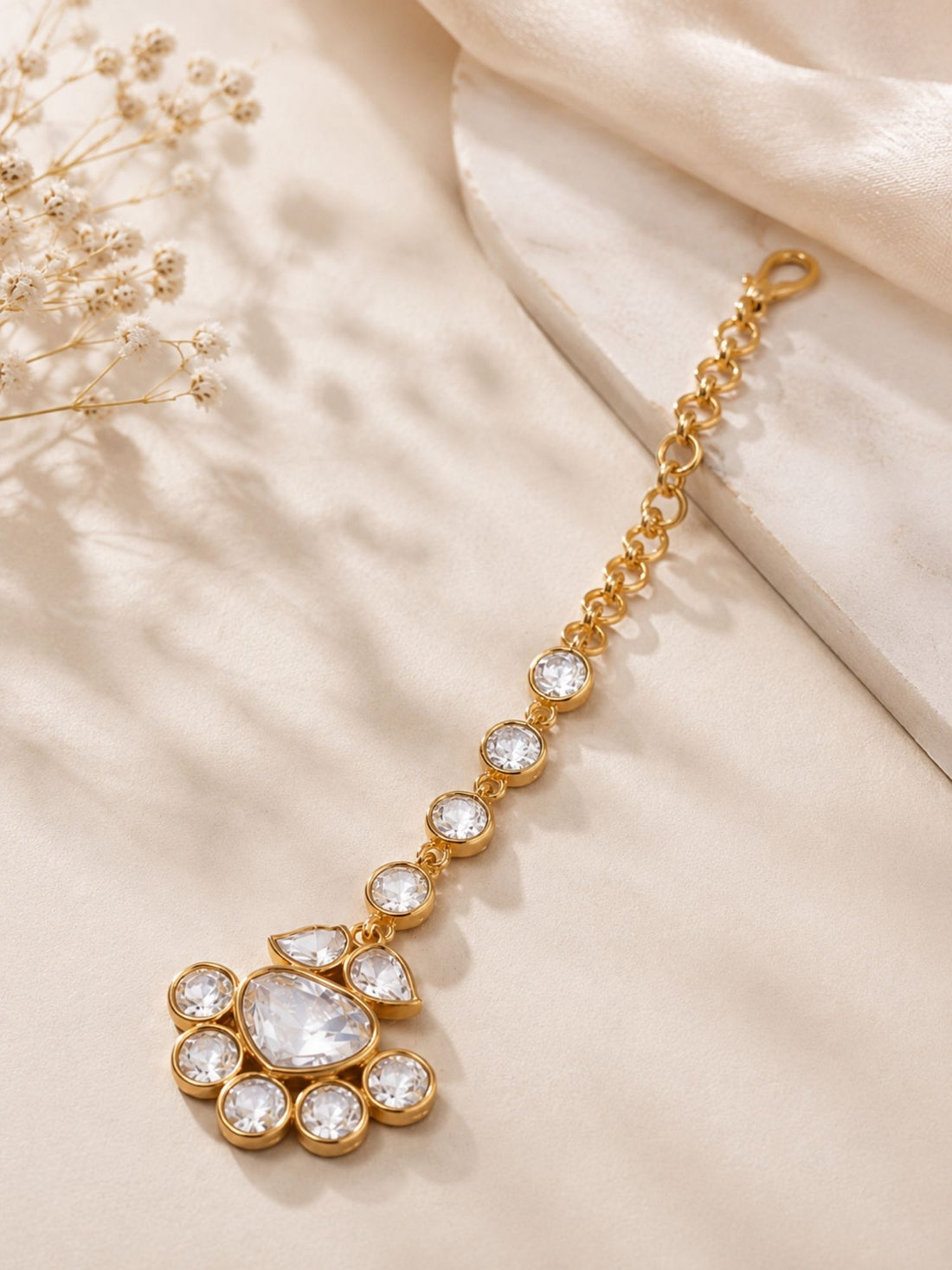 Bridal Polki Maang Tikka in Gold Plating | Abdesigns