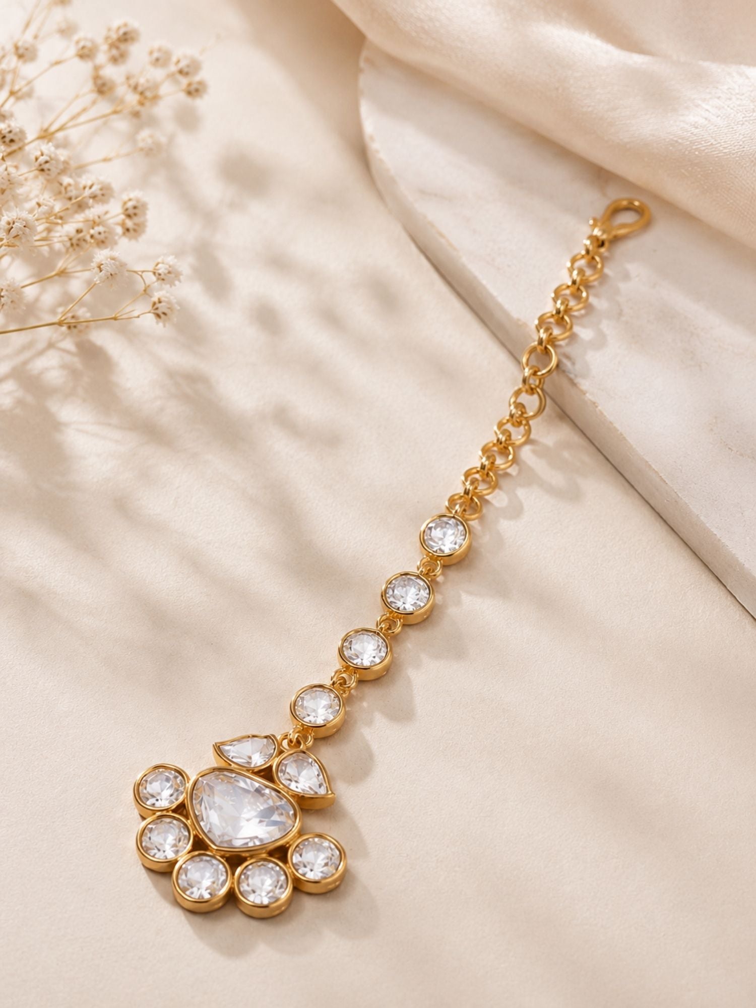 Bridal Polki Maang Tikka in Gold Plating | Abdesigns