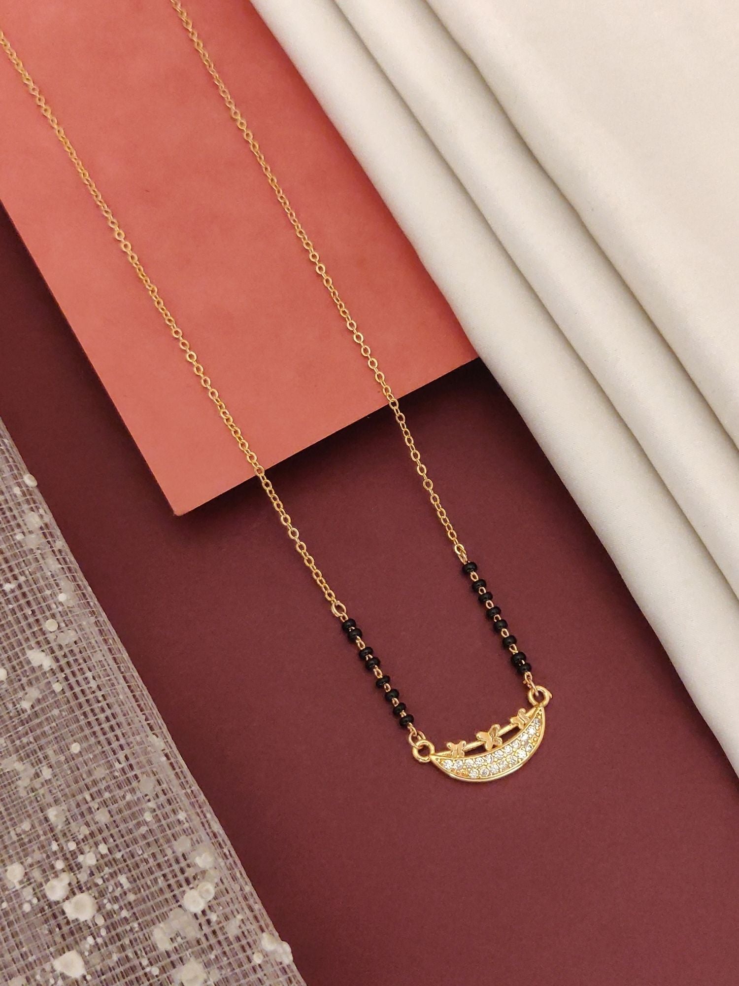 Abdesigns RoseGold Plated American Diamond Mangalsutra