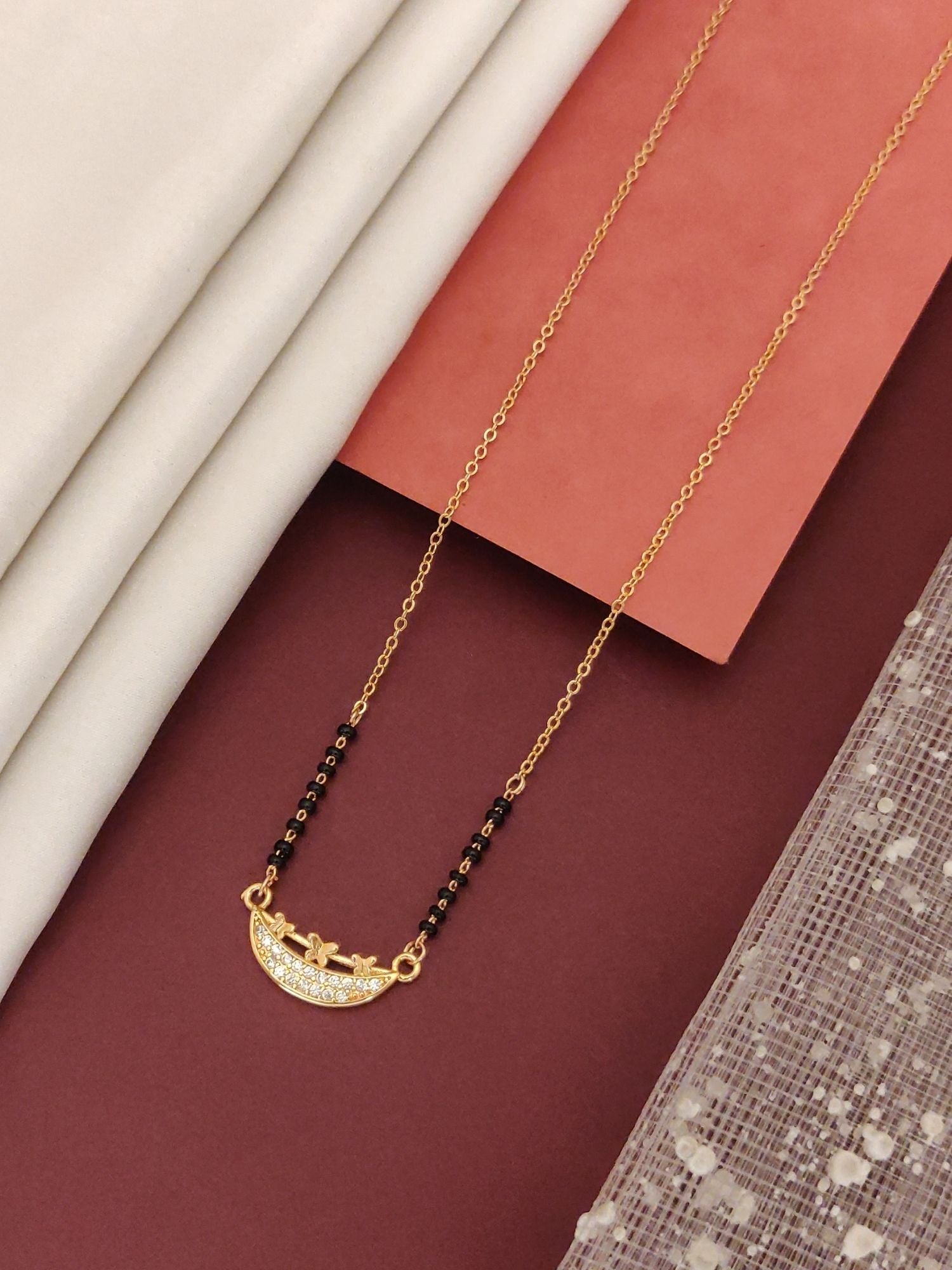 Abdesigns RoseGold Plated American Diamond Mangalsutra