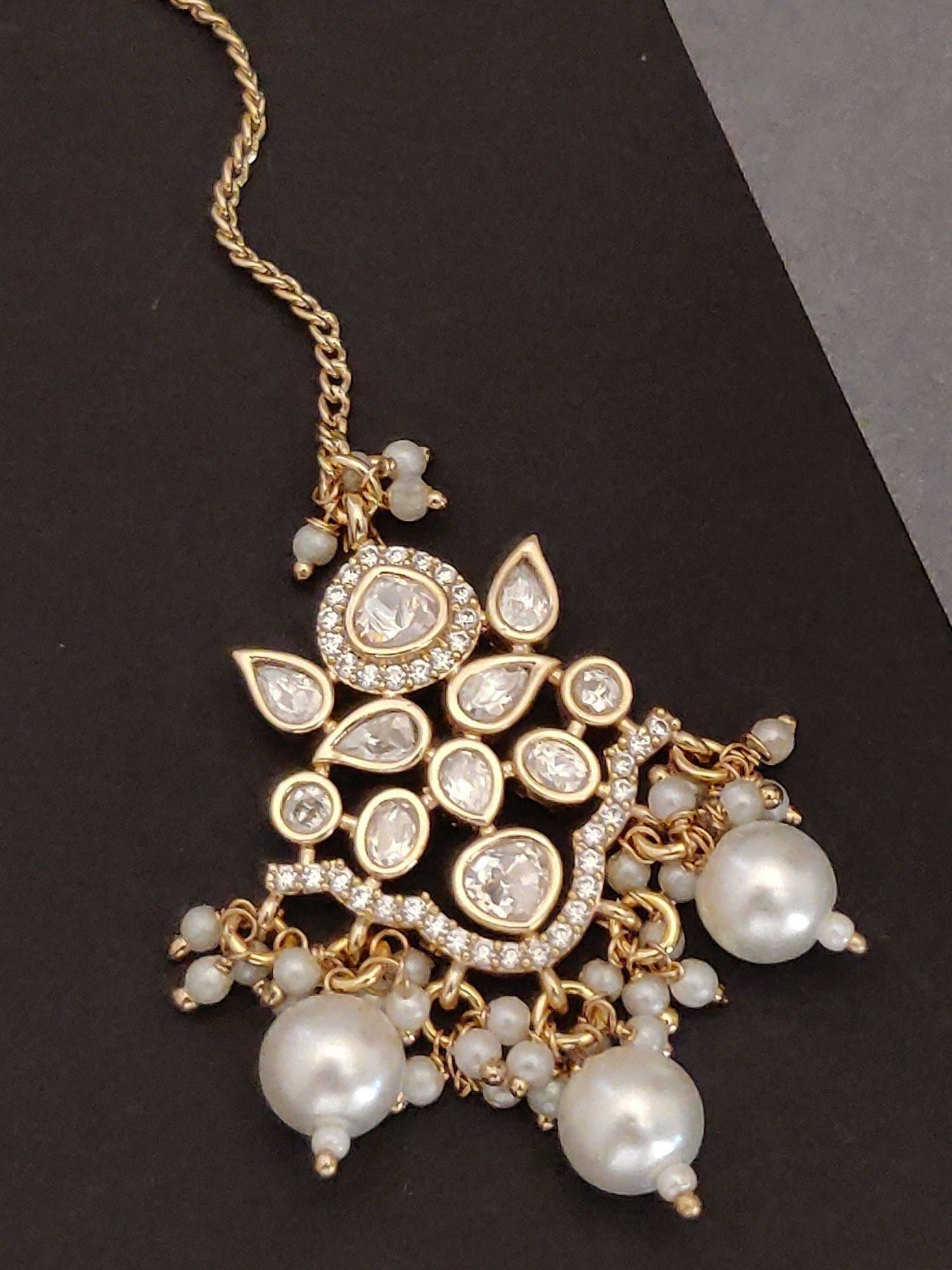 Abdesigns Gold Plated Kundan Maangtikka