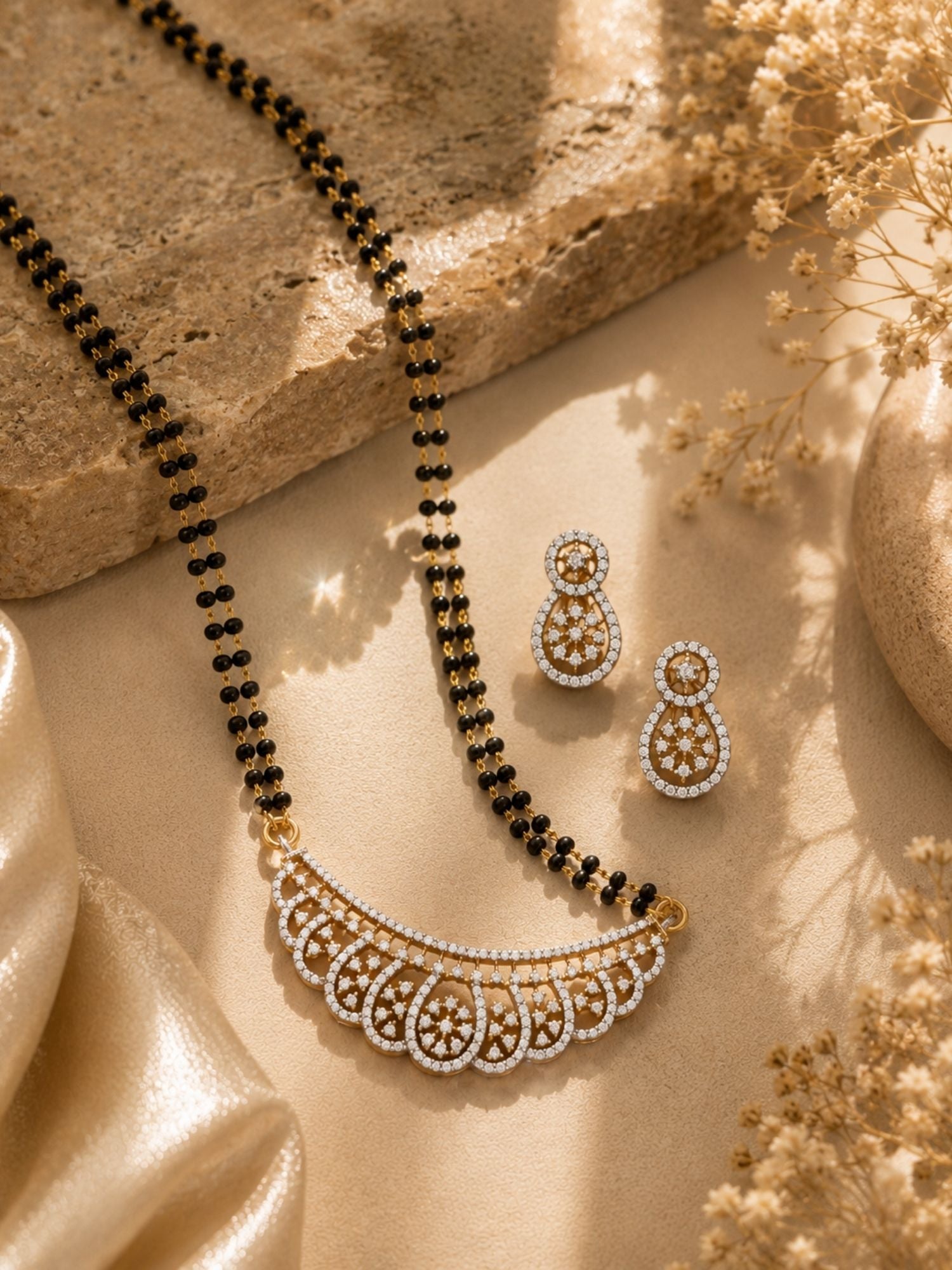 American Diamond Mangalsutra Set in Gold Plating | Abdesigns