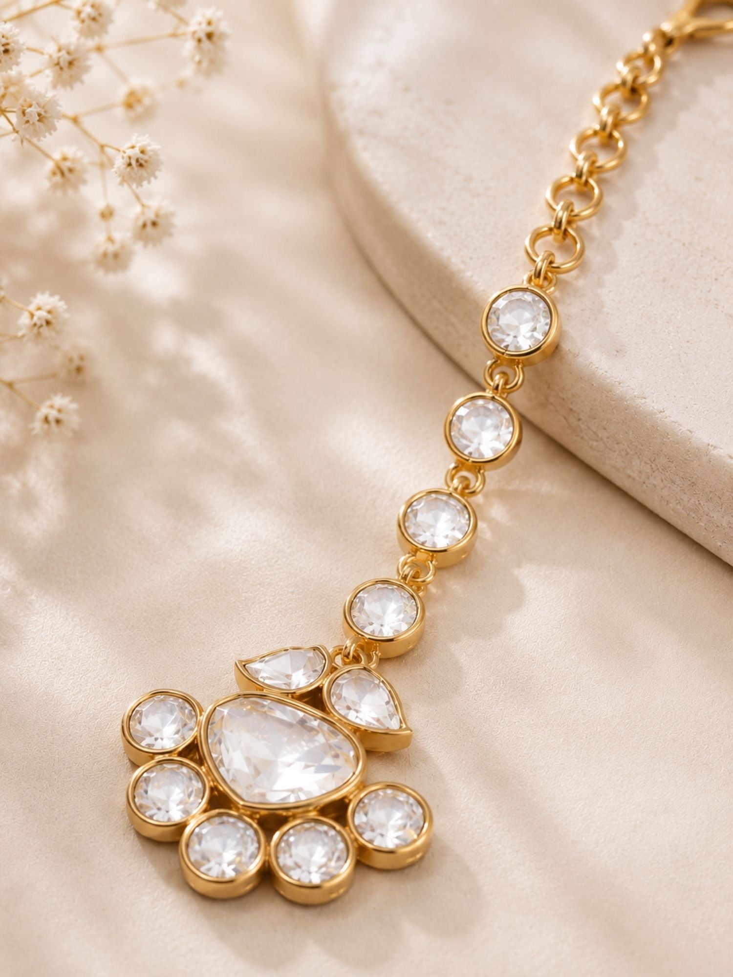 Bridal Polki Maang Tikka in Gold Plating | Abdesigns